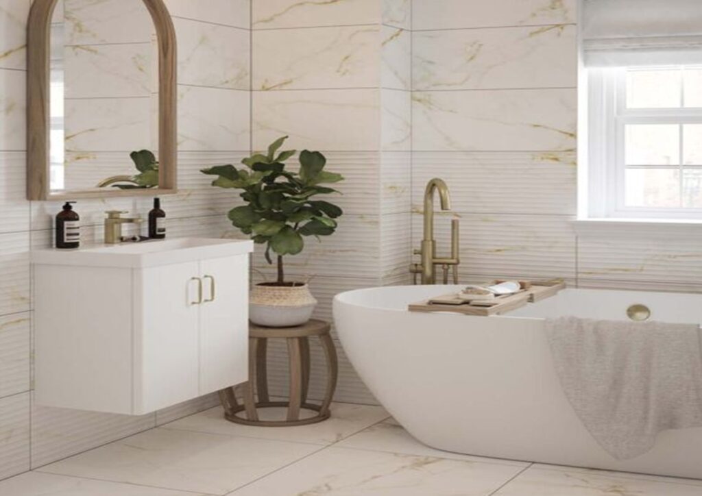 Contemporary Bath Vanity in Surrey home, installed by professional bathroom fitters.